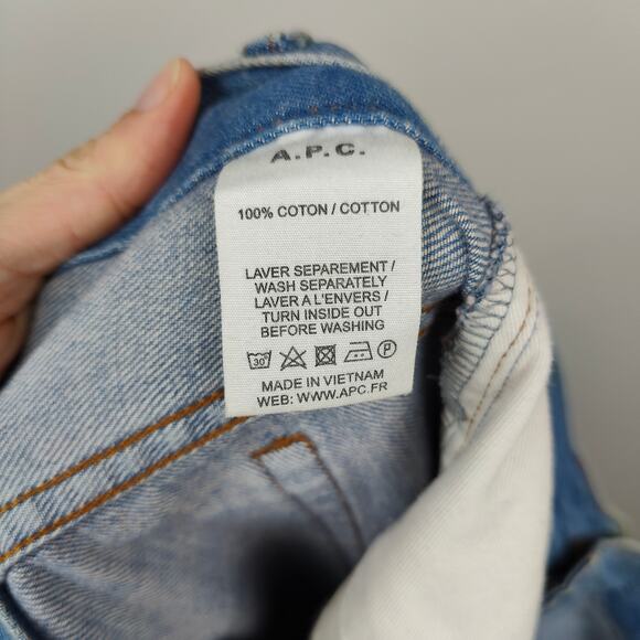 A.P.C. Indigo Petit Standard Jeans Mens 29 Stonewash Slim Straight 100% Cotton - Picture 9 of 9